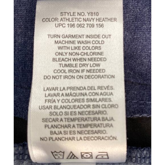 Champion Size L Black Navy Color Block Half Zip Hoodie Long Sleeve Athleisure - Picture 11 of 11